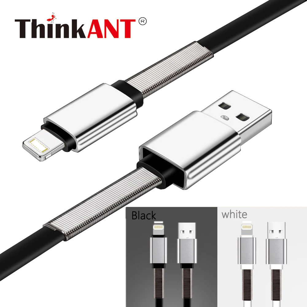 Data Cable for iPhone Flat Spring Reinforced 2 PACK 1m+1.5m Fast