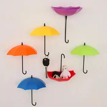 

3Pcs/set Mini Umbrella Shape Sticky Hooks Home Decorative Hanging Hooks For Keys Bag Creative Multifunction Wall Decor Supplies