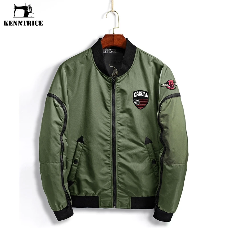 

Kenntrice Bomber Jacket Male Green Flight Windbreaker College Jacket Men Autumn Jacket Coat Men Tactical Military 2017 Fall