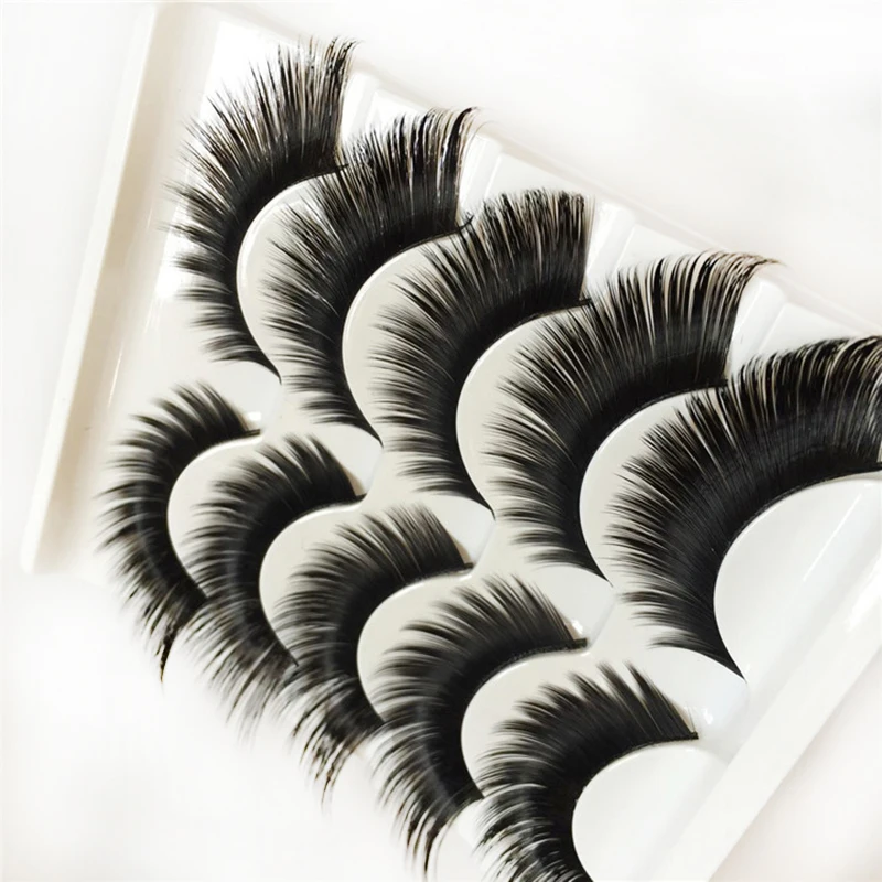 Shellhard 5 Pairs Eyelashes Natural False Eyelashes Comfortable Extra Long Thick Volume Eyelashes Fake Stage Eye Lashes