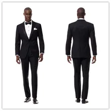 Новое поступление Летний стиль шерсть классический черный 2 шт. одна кнопка с атласными лацканами торжественное платье костюм для мужчин