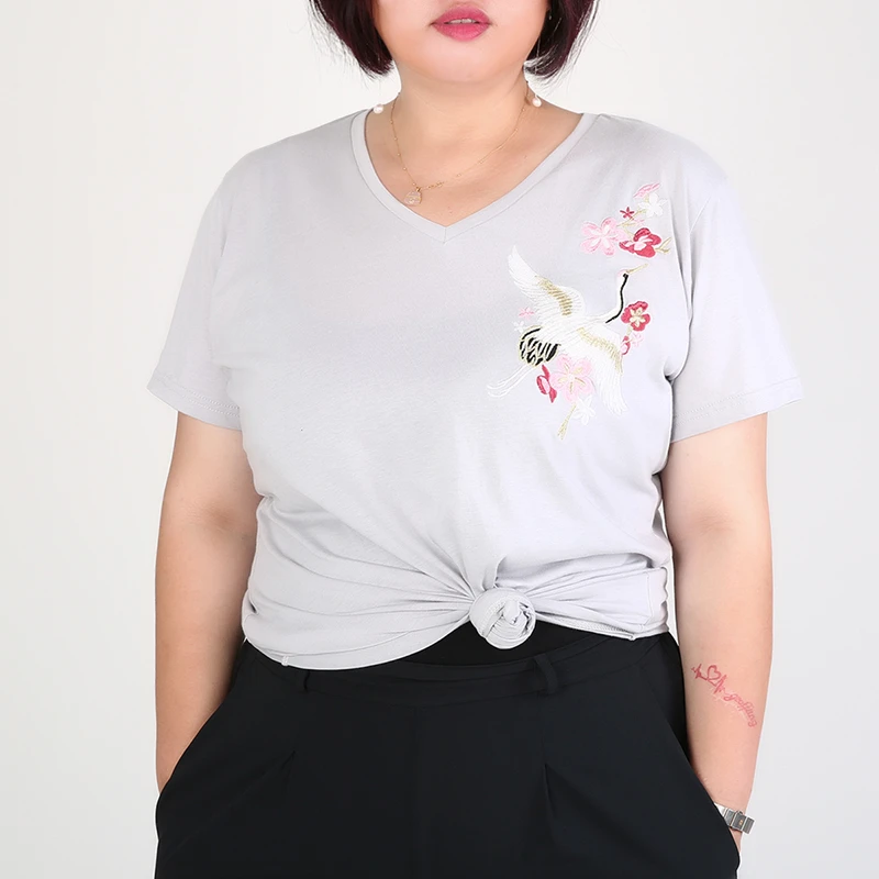 Kissmilk женская футболка плюс размер Сексуальная Prrint o-образным вырезом Свободный Повседневный обычный короткий рукав топы Футболка Kawaii