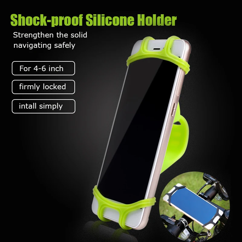 

Bicycle Phone Holder Bike Mount Flexible Shock-proof Silicone Car Motorcycle GPS Holder Stand For 4-6 Inch Mobile Phone GPS