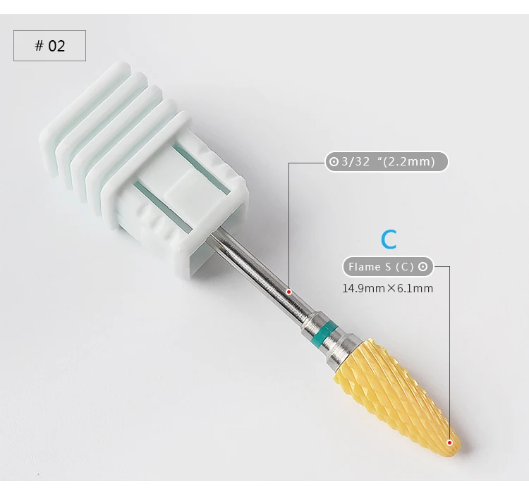 1 шт. желтый керамический 3/3" сверла для дизайна ногтей 5 типов фрезы для маникюра пилка электрический прибор машина аксессуар чистые инструменты - Цвет: C