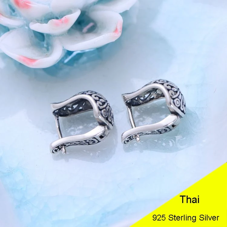 

Fashion 925 Sterling Silver Hollow Clip Earring Women Vintage Thai Silver Gift Brincos Aretes Jewelry CH039715