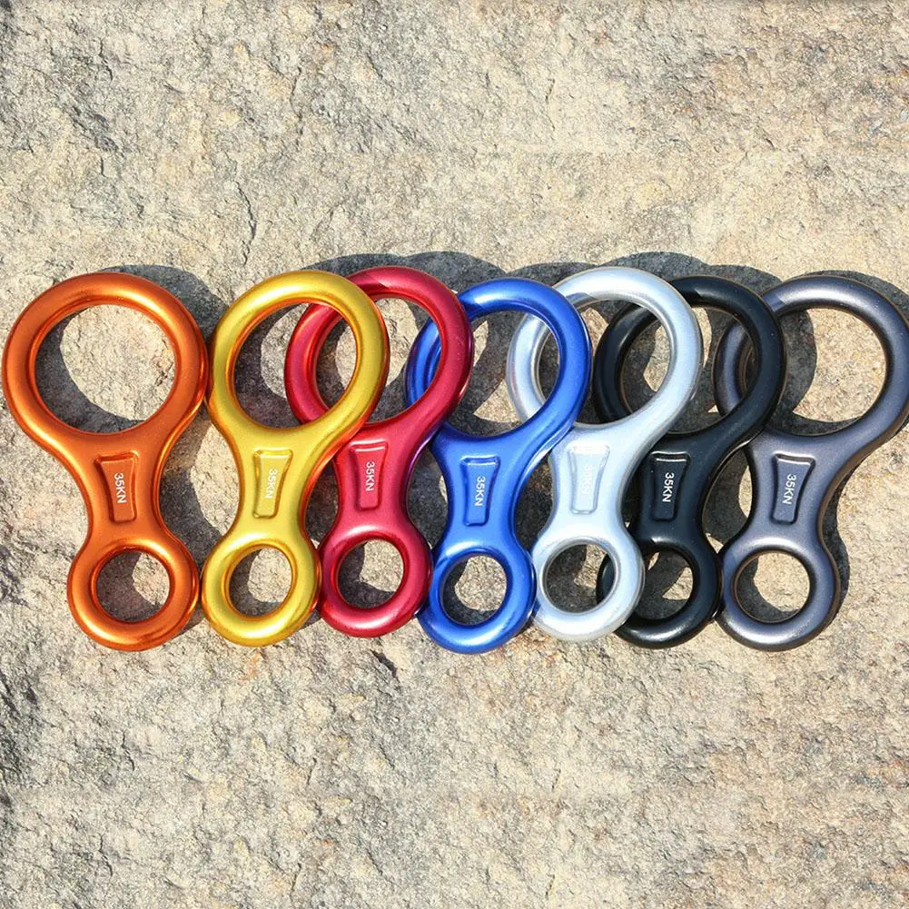 

HobbyLane Rock Climbing Carabiner 8Shape Ring Abseiling Device 35KN Descender Belay Rappelling Rescue Eight Ring Outdoor Descent