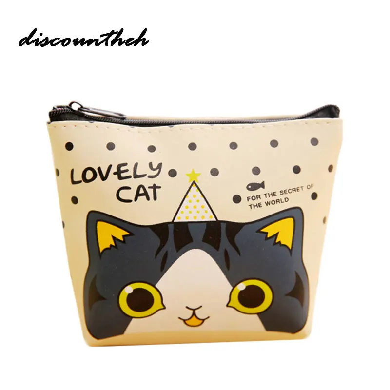 

2017 New Creative Women Purses Cute Cartoon Cat Small Fresh Bag Headset Line Coin Purse Card Bag Wholesale