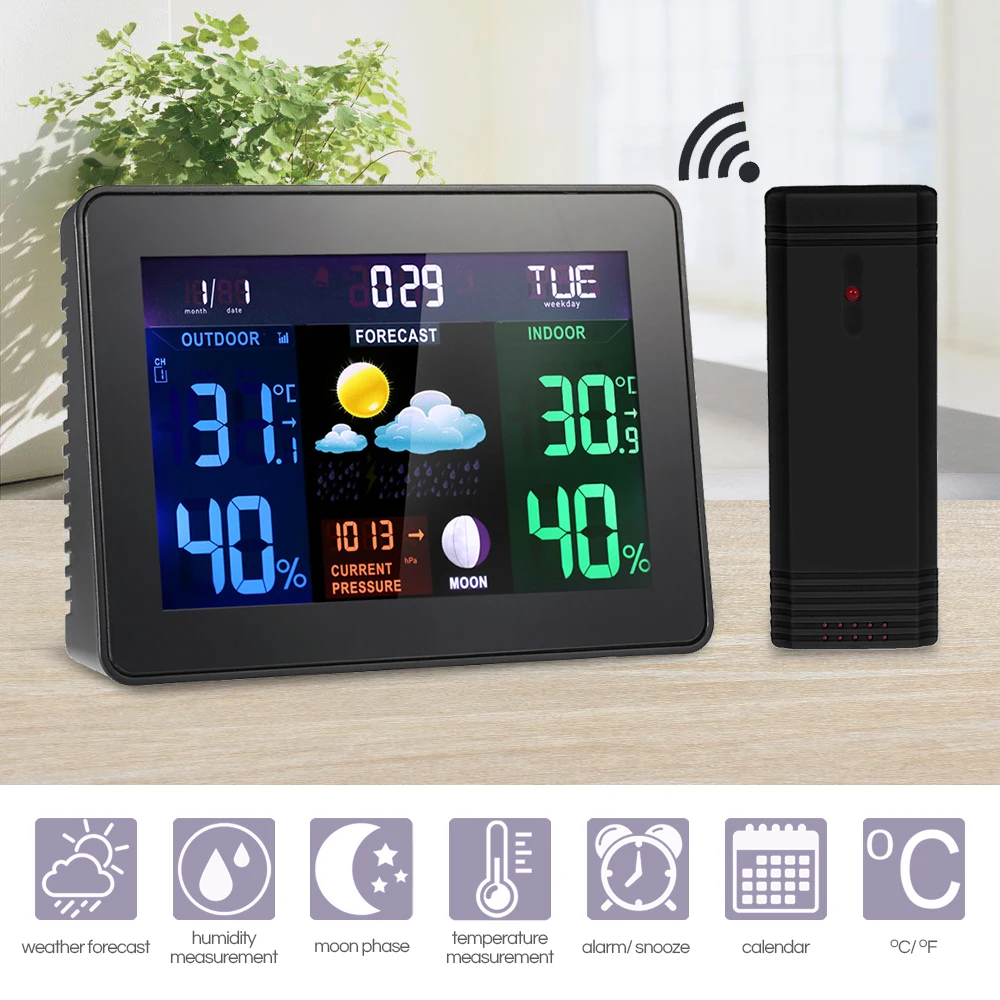 

Digital Wireless Weather Station LCD Screen Display Indoor Outdoor Thermometer Hygrometer with Remote Sensor Weather Forecaster