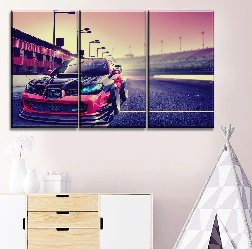 

Home Decor On Canvas Printing Type Painting Wall Art Framework 3 Panel Vehicles Subaru Impreza Sport Car Poster Modern Artwork