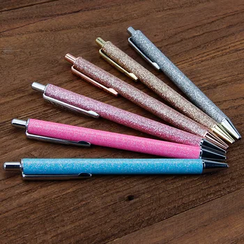 

Metal Button pen beautiful high-grade Glitter powder shell ballpoint pen Creative gift pen office school writing stationery