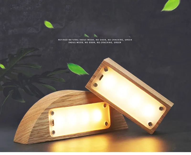 Solid Wood Creative Led Night Light Touch Sensor USB Rechargeable Table Lamp Eye Protection Simple Style Night Lamp for Kids  (1)