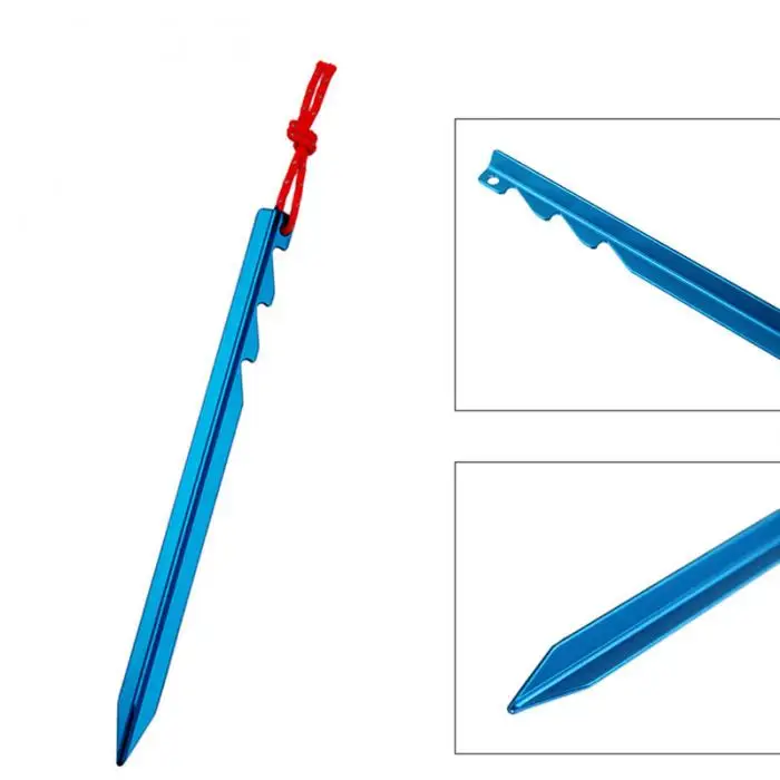 10 шт. колышки для палатки алюминиевые колышки для палатки с веревкой аксессуары для кемпинга на открытом воздухе MC889