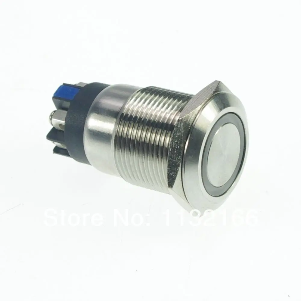 

LED Color Orange 19mm Stainless Steel Ring illuminated Momentary Push Button Switch 1NO 1NC Screw Terminal Waterproof