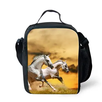 

3D Animal Horse Printing Cartoon Children Lunch Box Bags Insulated Picnic Box For Students Meal Package Food Picnic Case