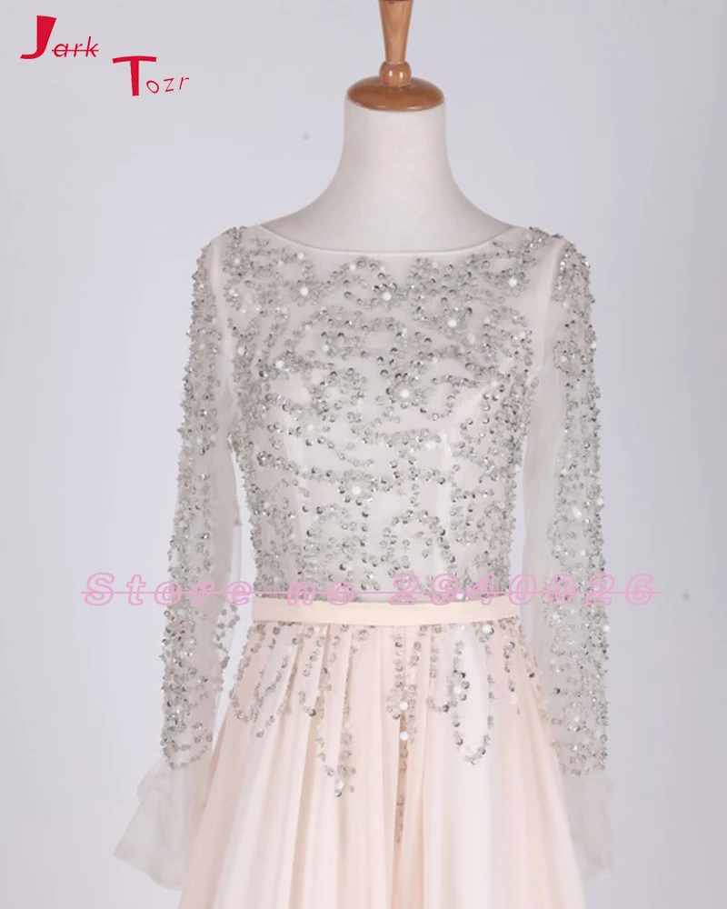 Jark Tozr индивидуальный заказ vestido de festa Формальные с длинным рукавом жемчуг бусины