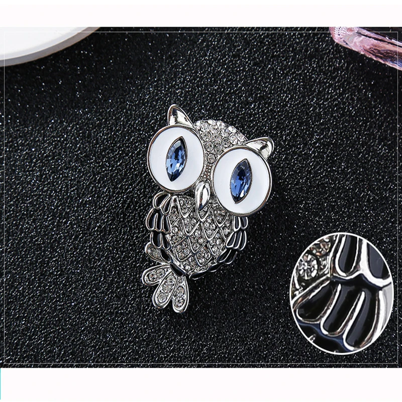  Qevila Jewelry brooch Women's Men's Owl Korean beautiful brooches silver brooch 925 sterling silver For Women Pins  Collar Gift (11)