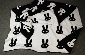 Детское одеяло черный белый милый кролик Лебедь крест вязаный плед для кровати диван Cobertores Mantas покрывало банные полотенца игровой коврик подарок - Цвет: rabbit