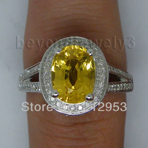 Charming Natural Diamond Yellow Sapphire Ring Oval 7x9mm In 14Kt White Gold Yellow Sapphire Wedding Ring R00320