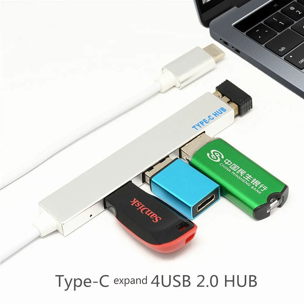 USB концентратор 3,0 высокого качества type-C до 4 USB C концентратор расширитель ультратонкий мини Портативный 4-портовый usb type C концентратор