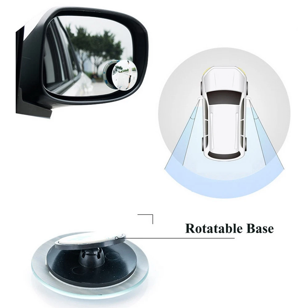 

Car Mirror 360 Wide Dead Zone Angle Round Convex Mirror Car Vehicle Side Blind Spot Mirror Rimless Rearview Mirror adjustable