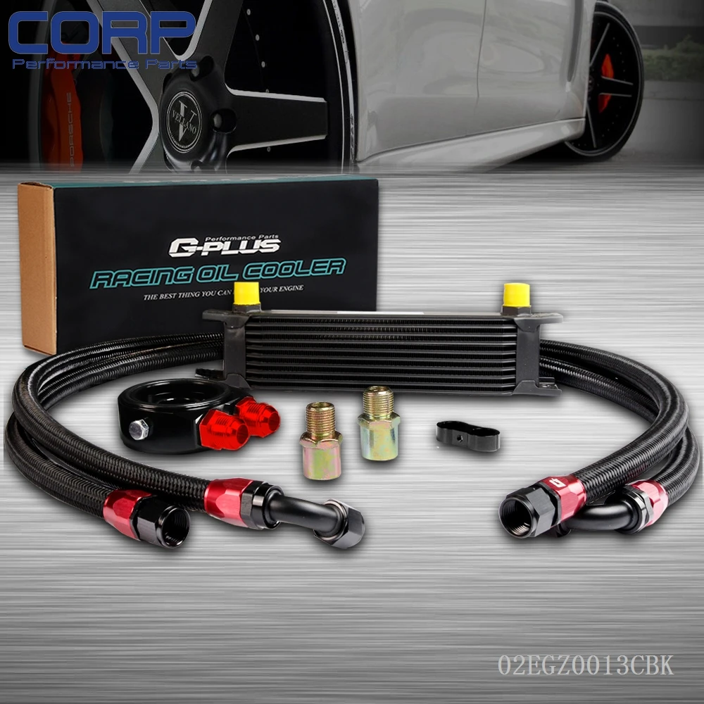 10 Row AN10 Universal Engine Transmission Oil Cooler + Filter