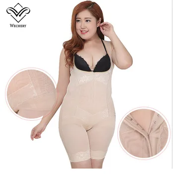 

Wechery Plus 5XL Women Slimming Full Body Shaper Zipper Control Abdomen Butt Lift Bodysuit thigh Slimmer Underwear Waist Trainer