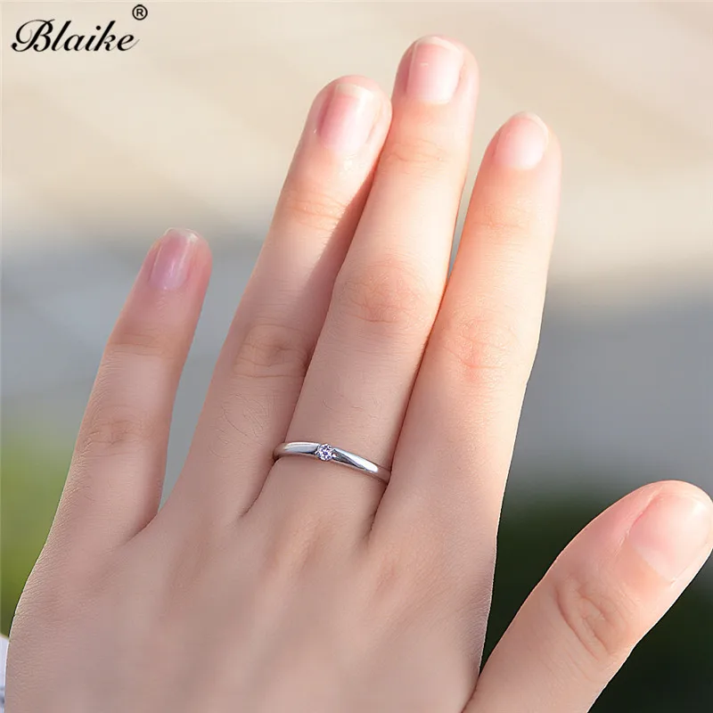 Blaike кольца из стерлингового серебра 925 для женщин минималистичные обручальные кольца изящный маленький белый циркон тонкое кольцо ювелирные украшения