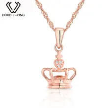 DOUBLE-R натуральная 0.01ct алмаз короны ожерелья и кулоны 925 стерлингов Серебряные ювелирные изделия для Для женщин 18 К розовое золото ювелирный бренд