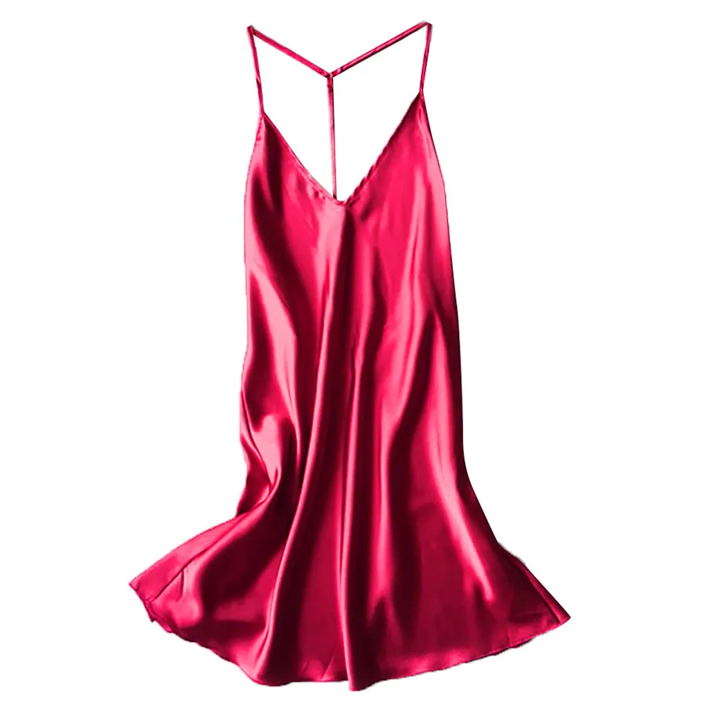 Hot Pink Страуса женская сексуальная Холтер слинг пижамы бесшовные мини-ночная рубашка Летняя ночная рубашка размера плюс белье Ночное белье нижнее белье - Цвет: Hot Pink