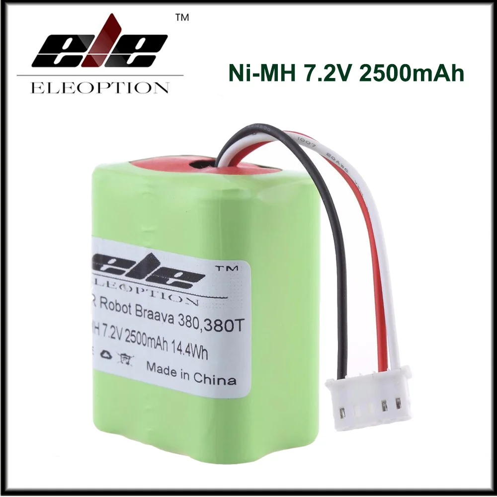 

New Eleoption 2.5Ah 2500mAh Ni-MH 7.2V Rechargeable Battery for iRobot Roomba Braava 380 380T 7.2Volt