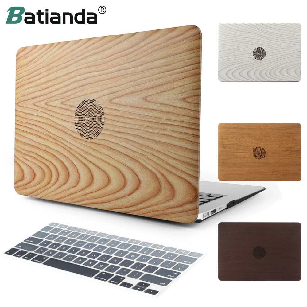PU Leather Wood Grain Hard Case for Macbook Pro 13 15 inch