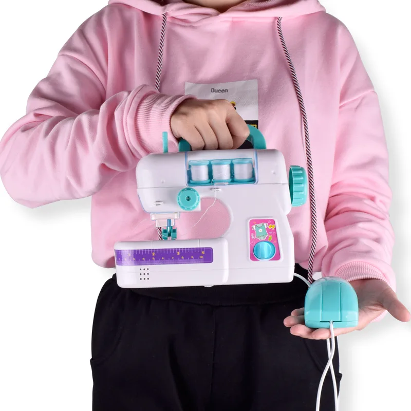 Для детского рукоделия с светодиодный ролевые игры электрическая игрушечная швейная машина студийный фон с имитацией образовательный Домашний детский подарок для девочек игровой набор