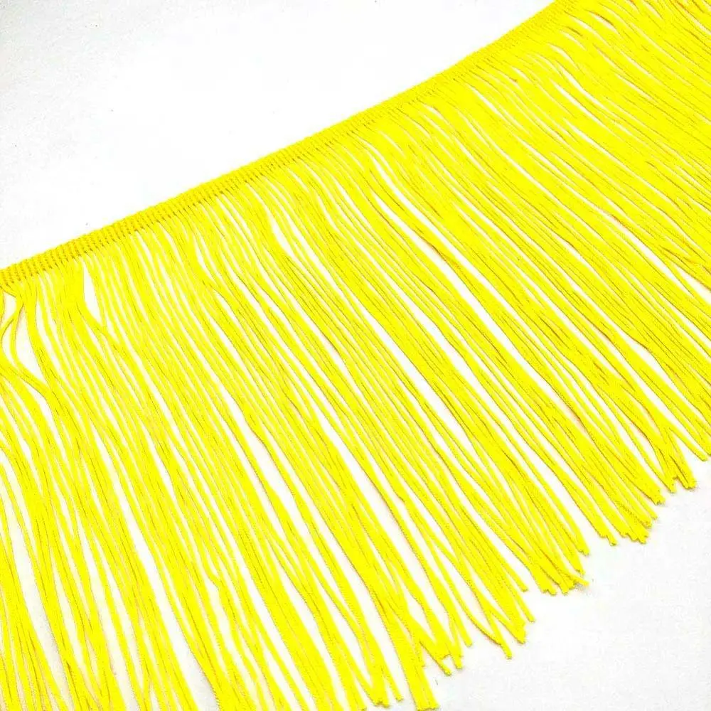 10Yards of Pack 8" Width Fringe Trim Lace Polyerter Fibre Tassel Clothes Accessorie Latin Wedding Dress Tassel Ribbon Tasse Trim - Цвет: Yellow