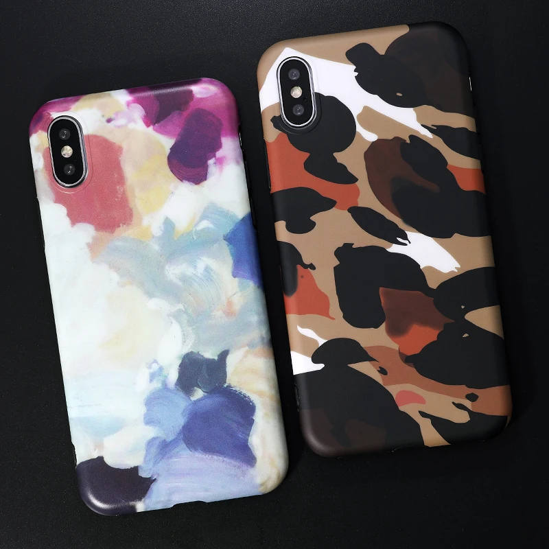 2 SoCouple Colorful Camouflage Phone Case For iphone X Xs max XR 6 6S 7 8 Plus Cute Abstract Graffiti Pattern Soft TPU Cases