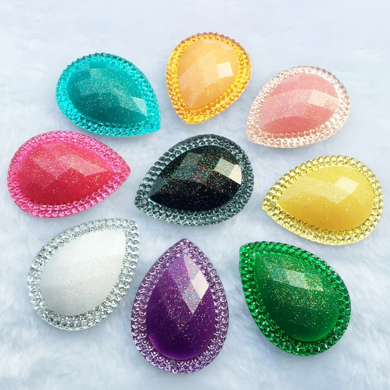 

30*40mm Flatback Resin Drop Rhinestone trim stones and crystals DIY Wedding decoration Button Crafts 4pcs -E78