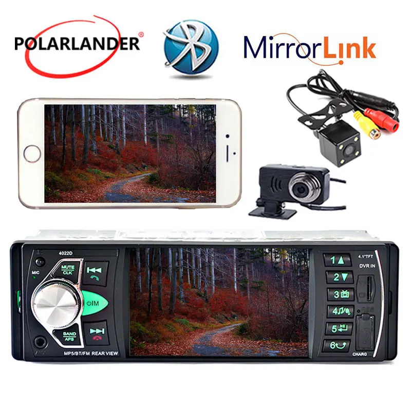 Автомагнитола 4 1 дюйма с зеркальным соединением для телефона Android Full HD экран Bluetooth