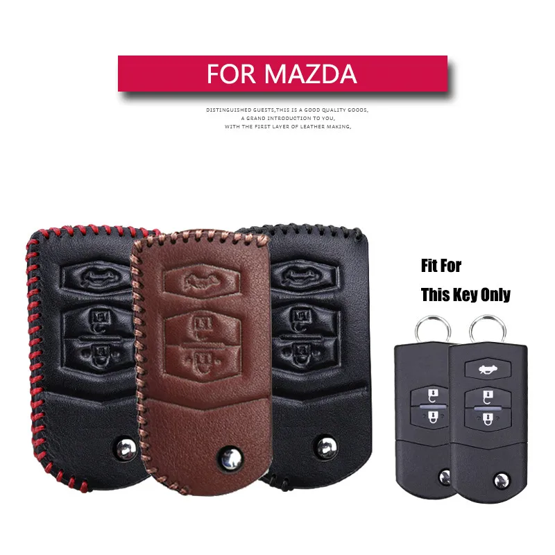 

Genuine Leather Car Key Case Cover For CX-5 CX-7 MX5 6 GH Axela CX 3 7 5 CX7 CX5 Demio Styling 2014 2015 2016 2017 Key Fob