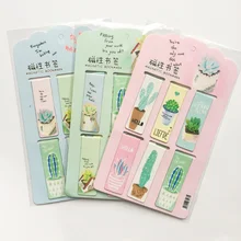 6 шт./упак. простые свежие зеленые растения кактус магнитные закладки книги пометка страницы канцелярский школьный офисный салфетка зажим