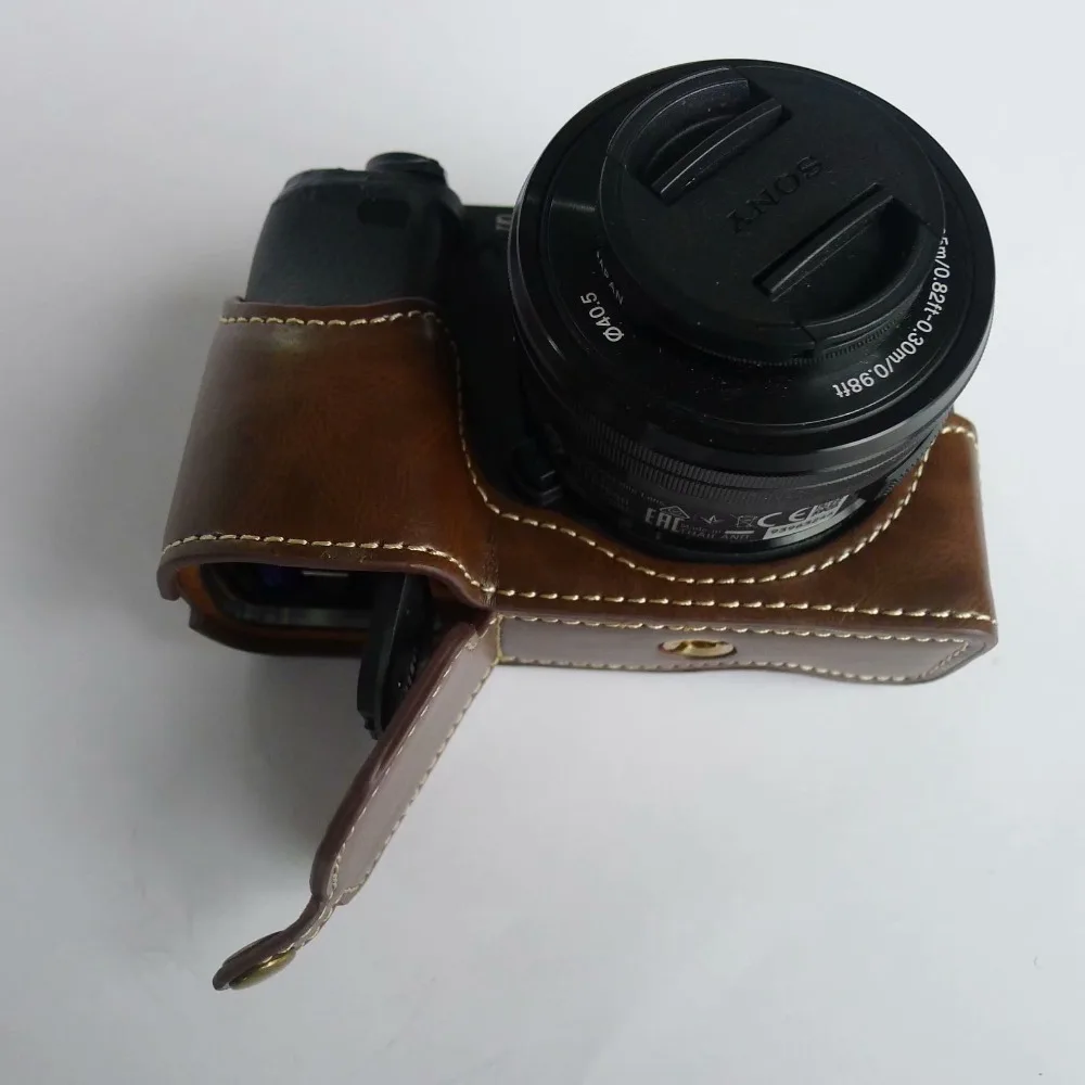 Чехол-сумка для камеры sony A6300 A6000 A6400 A6600 из искусственной кожи с отверстием для батареи