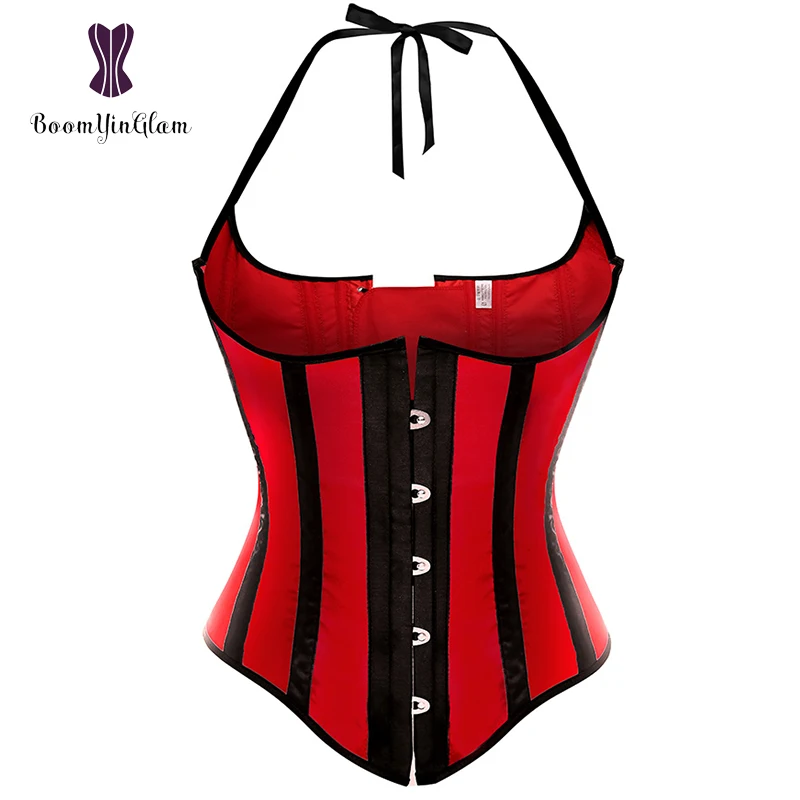 

High Quality Halter Neck Corset Waist Cincher Body Shaper Slimming Appliques Waist Trainer Underbust Corset 2831#