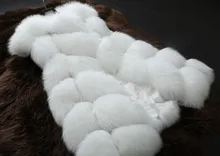 New Women Silver Fox Fur Vest gilet 2017 New Fur coat Women Slim Sleeve Full leather