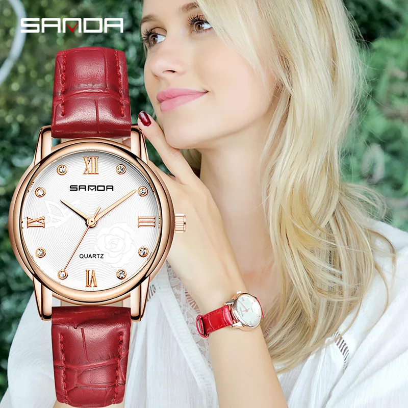 

Butterfly&Flower Modeling Female Watch Sparkle Diamond Ladies Watch Waterproof Women Watches Leather Strap Quartz Reloj Mujer