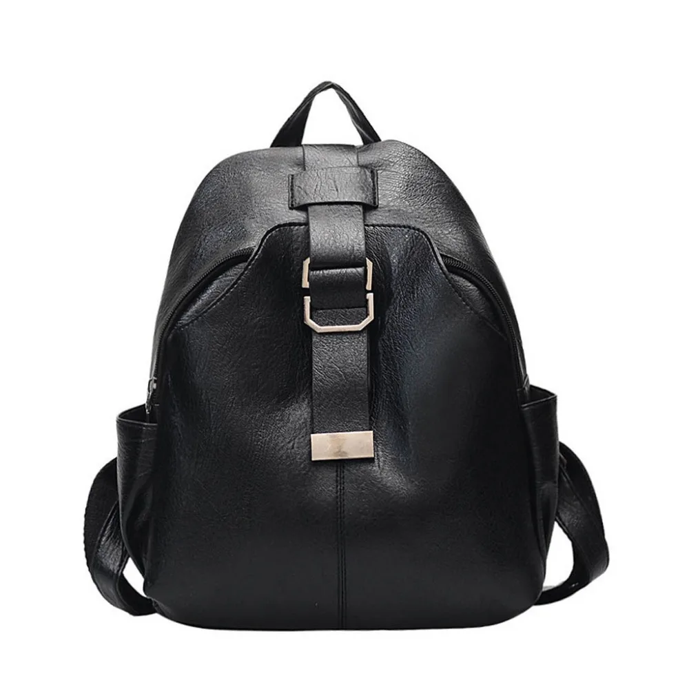 

Women Backpack 2019 Fashion Simple School Backpack Women Retro Female Multi-Function Leather Buckle Travel Casual Student K510