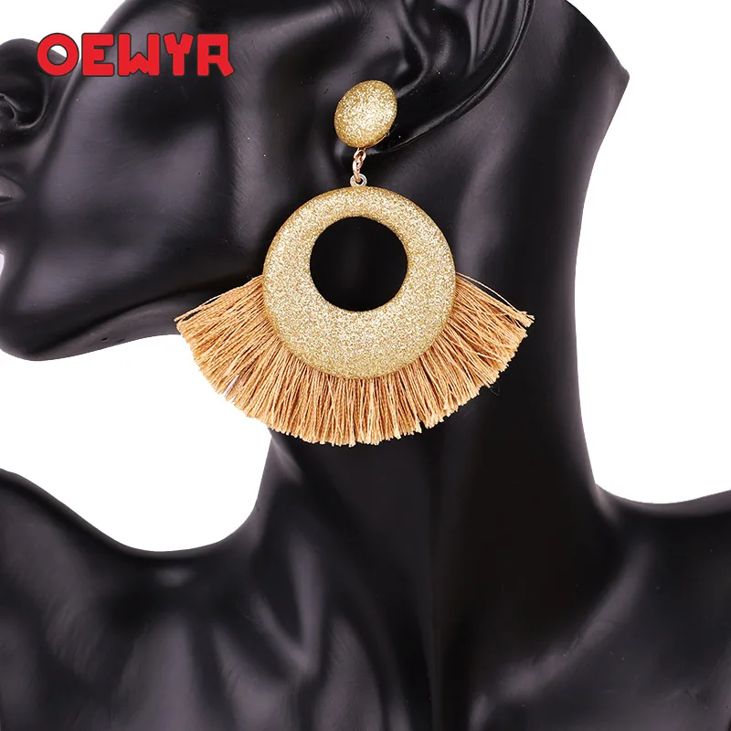 

Oewyr 2019 tassel earring Korean earings boho jewelry big Circle Hollow earrings fashion for Womens Girl gift statement ZS1026A