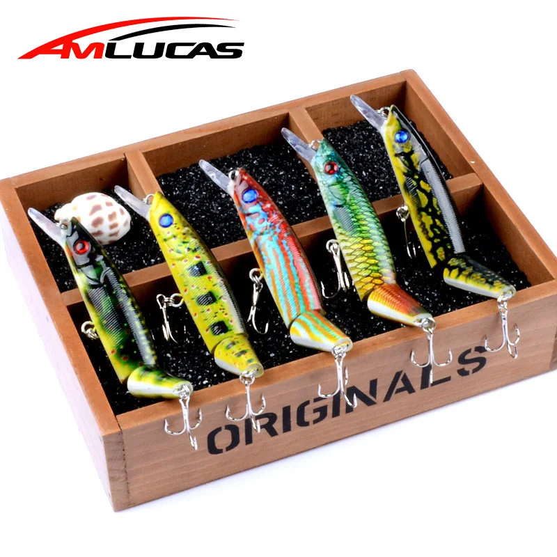 Amlucas сочлененной рыболовные приманки 14 см 21 7 г Minnow пластиковые Искусственный