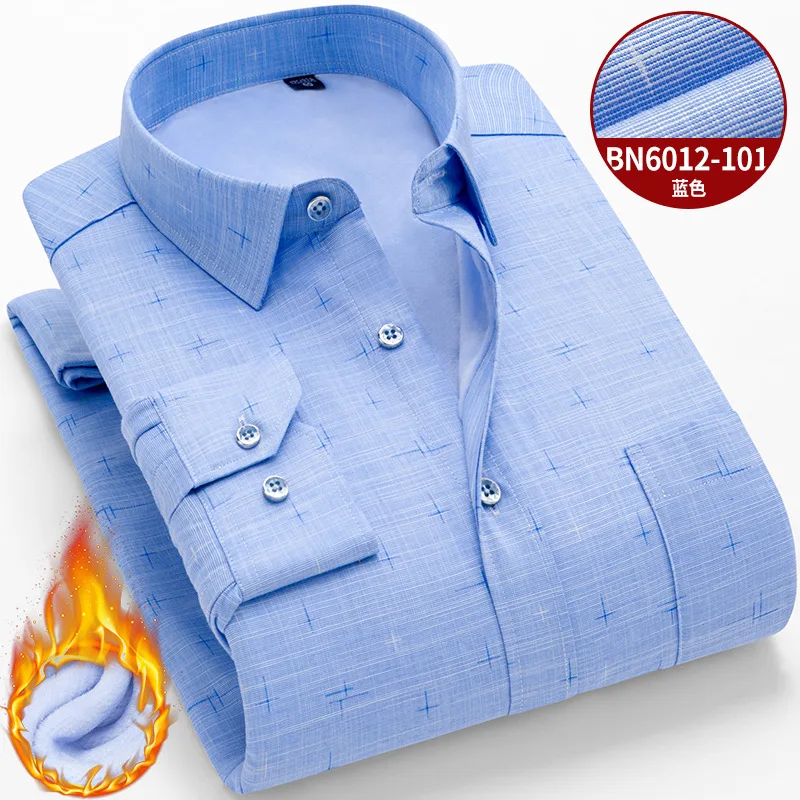 

Men Striped / Plaid Shirt Men's WhiteThickened Large-aged Mens Shirts Casual Slim Fit Chemise Homme Men Autumn Printing Shirt