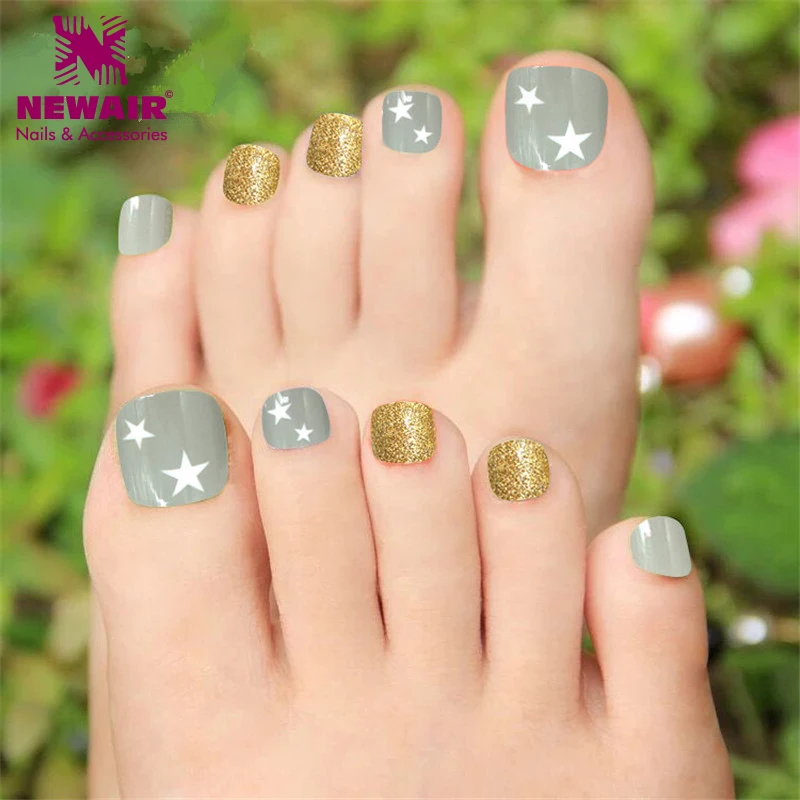 Star Design Toe Nails Glitter False Fake Nail With Glue Star Design Toe Nails Glitter False Fake Nail With Glue Artificial Women Y Art Decoration In From Beauty Health On Aliexpress