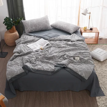 

4Pieces twin full queen size include 1pc thin quilt 1pc flat sheet and 2pcs pillowcases washed microfiber Ultra soft for summer