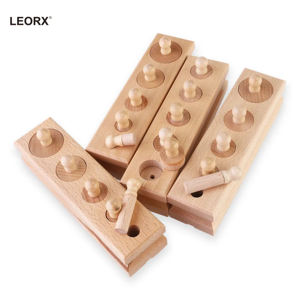 

Educational Wooden Toy Montessori Cylinder Socket Early Development Senses Gift (Wood Color)