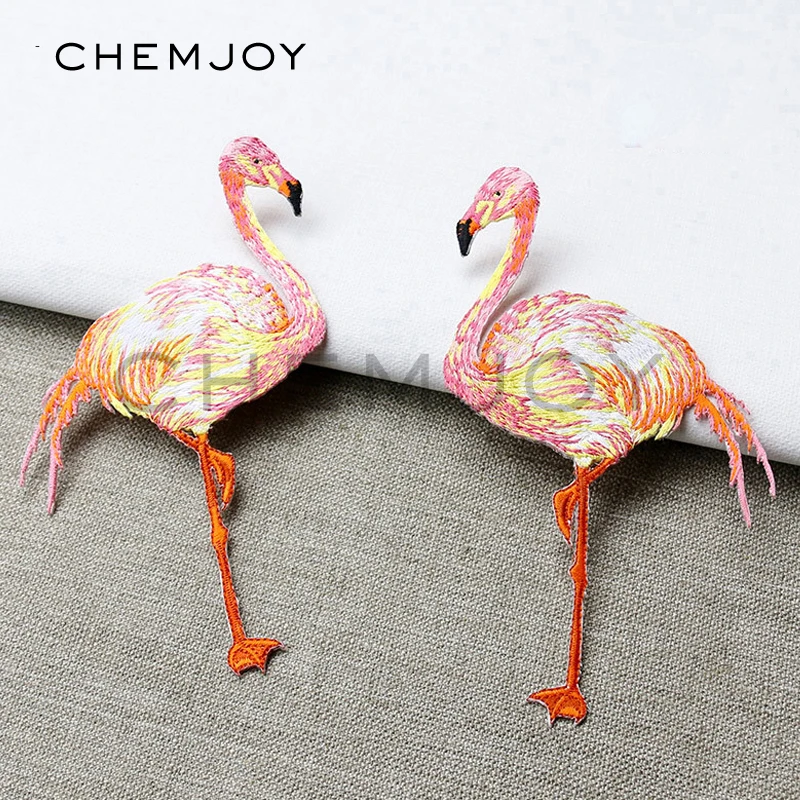 

Set of 2 Embroidery Flamingo Patch for Clothes Ironing on Stickers Sewing Cute Applique for Jacket Shoes Backpack Sticker Badges